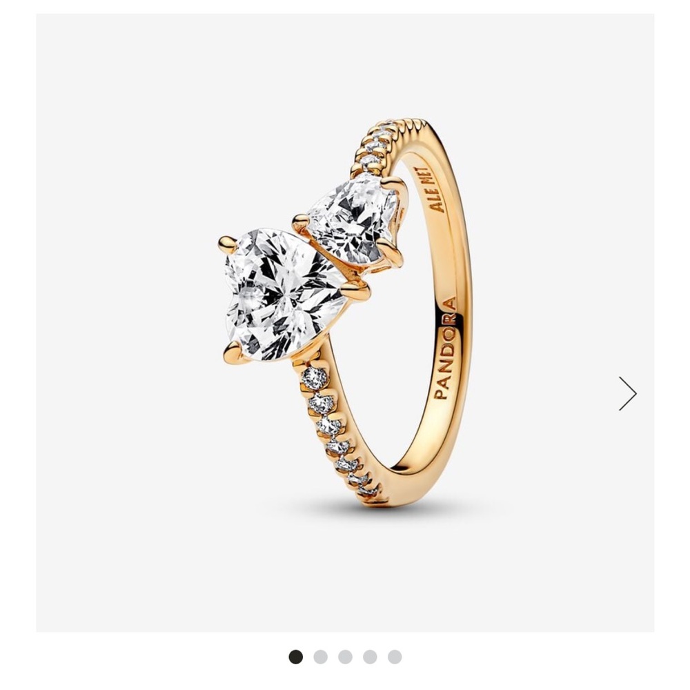 Pandora Double Heart Sparkling Ring: Gold
